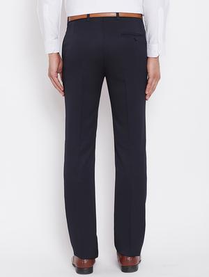 navy blue polyester flat front formal trouser - 16229727 - Standard Image - 3