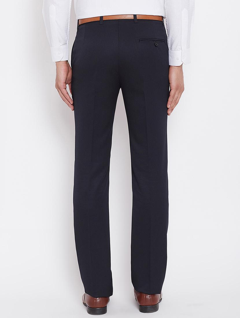 navy blue polyester flat front formal trouser - 16229727 - Zoom Image - 3