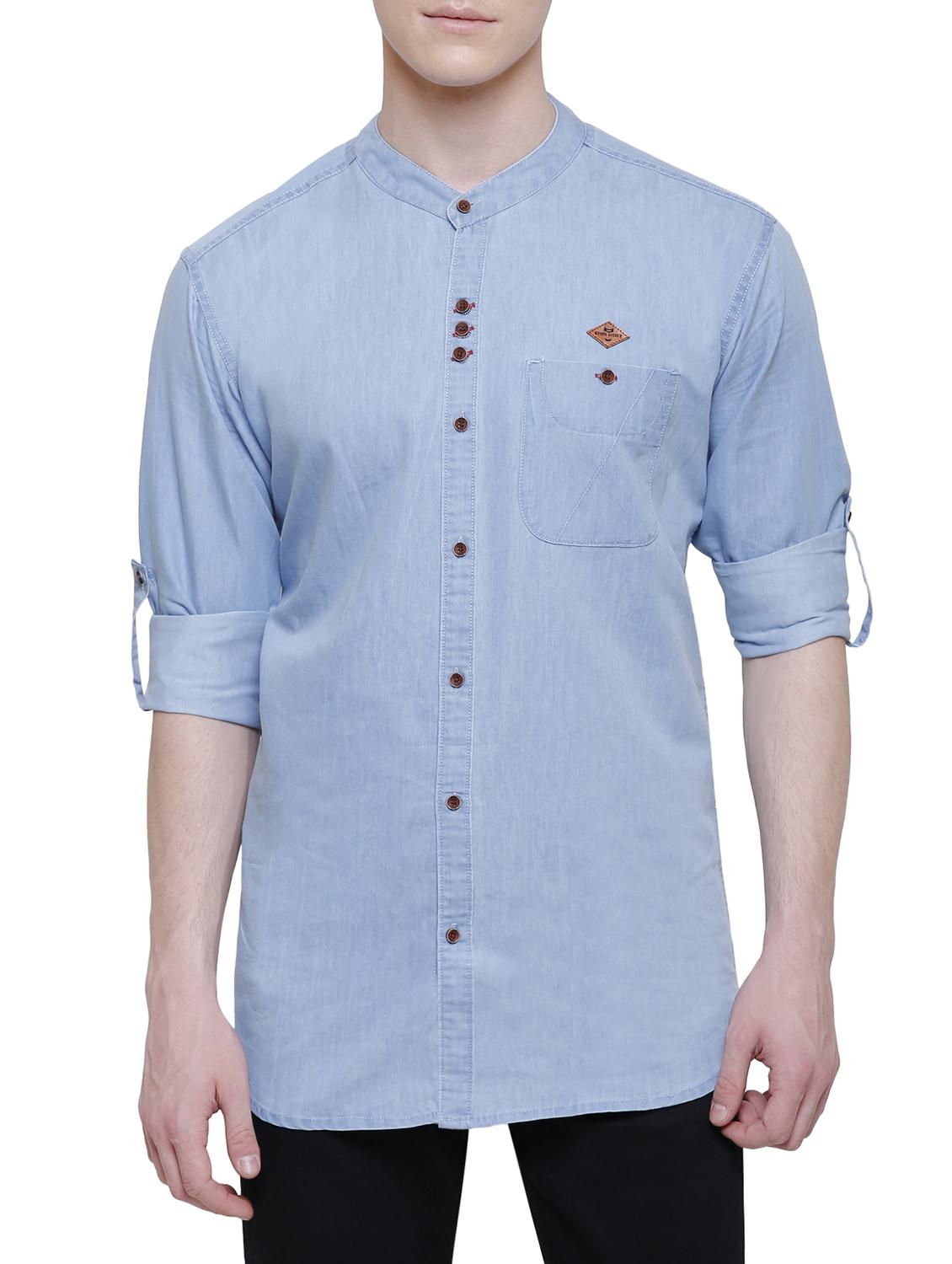 blue solid casual shirt - 16229810 - Zoom Image - 1