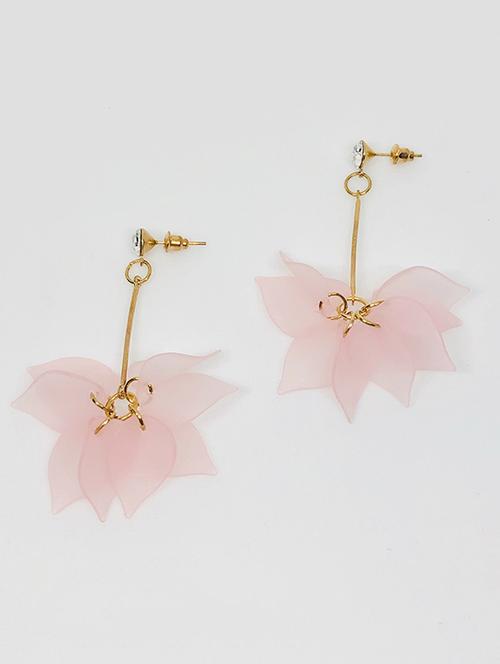 pink metal drop earring - 16230025 - Standard Image - 1