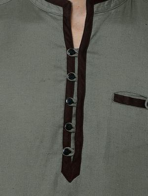 grey linen short kurta - 16230532 - Standard Image - 4