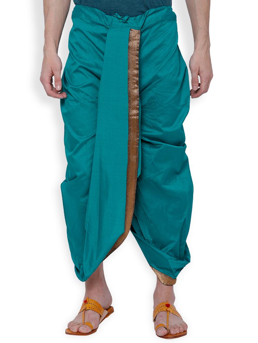 green polyester dhoti - 16230567 - Zoom Image - 1