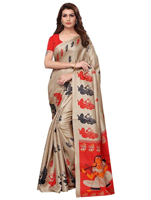 kalamkari printed saree with blouse - 16230640 - Standard Image - 1