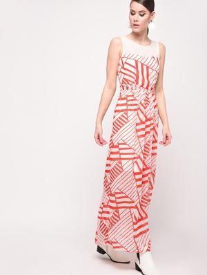 mesh panel abstract maxi dress - 16230670 - Standard Image - 2