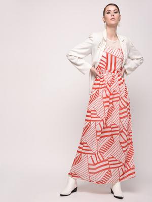 mesh panel abstract maxi dress - 16230670 - Standard Image - 4