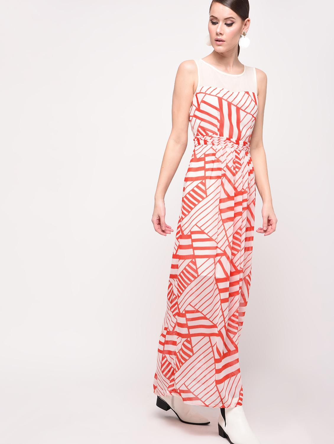 mesh panel abstract maxi dress - 16230670 - Zoom Image - 2
