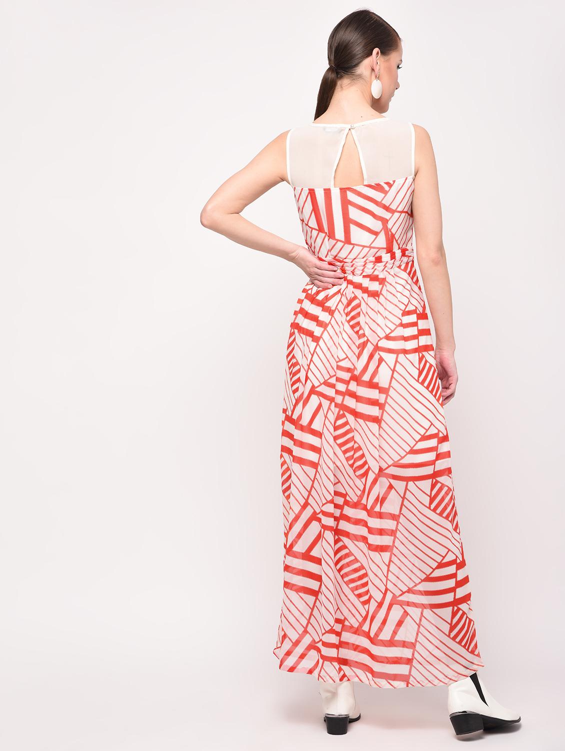 mesh panel abstract maxi dress - 16230670 - Zoom Image - 3