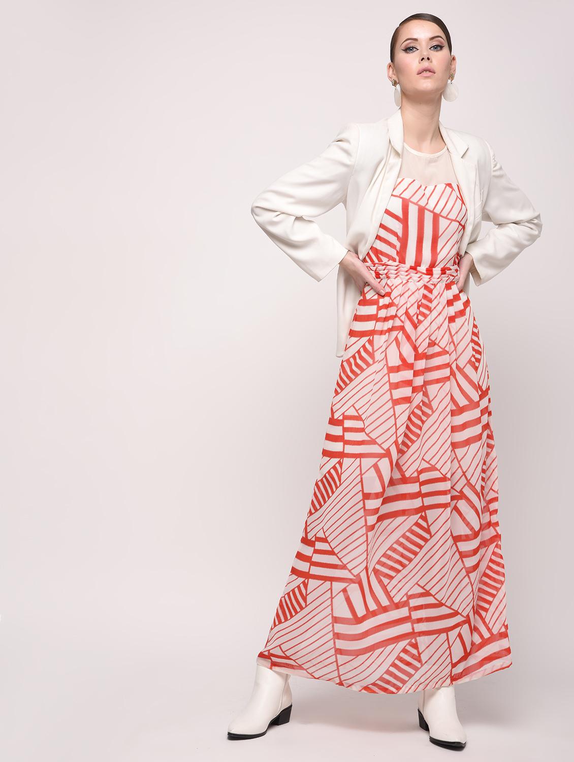 mesh panel abstract maxi dress - 16230670 - Zoom Image - 4