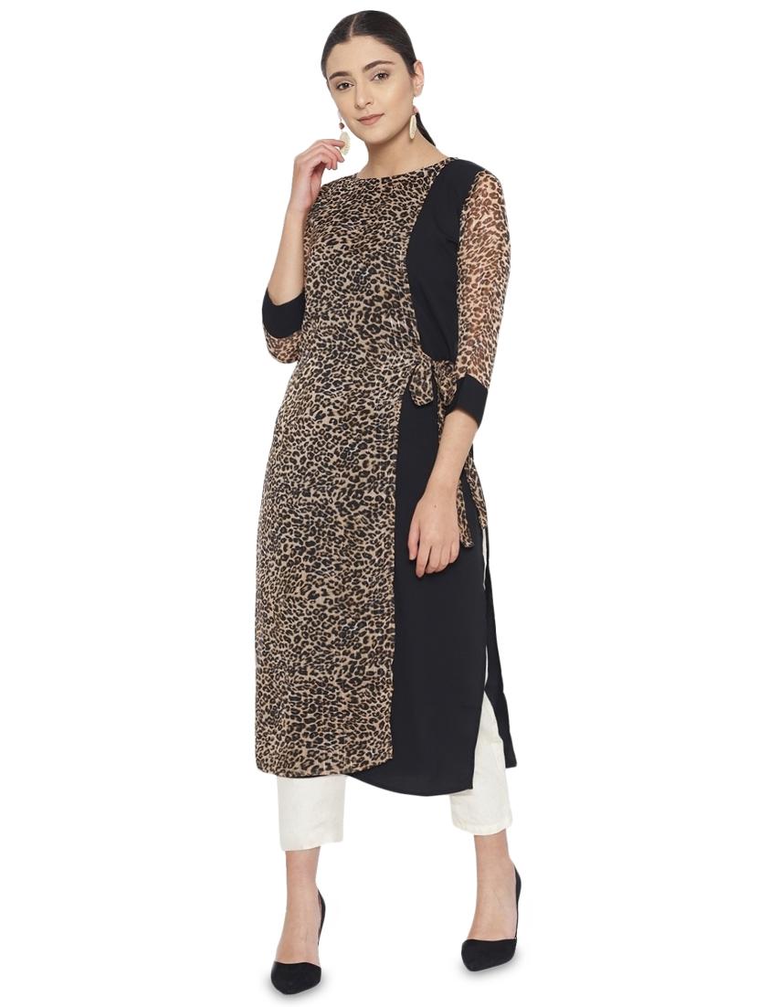animal print straight kurta - 16231224 - Zoom Image - 1