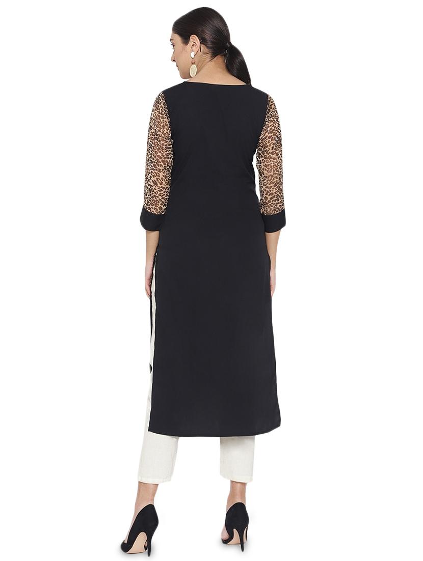 animal print straight kurta - 16231224 - Zoom Image - 3