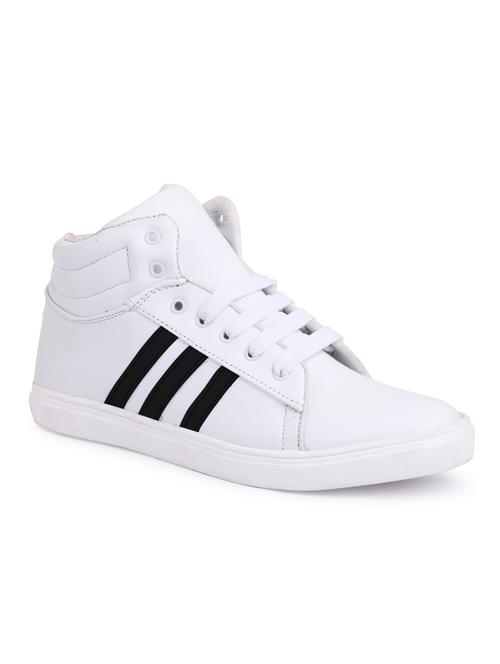 white leatherette lace up sneakers - 16231263 - Very Small Image - 1