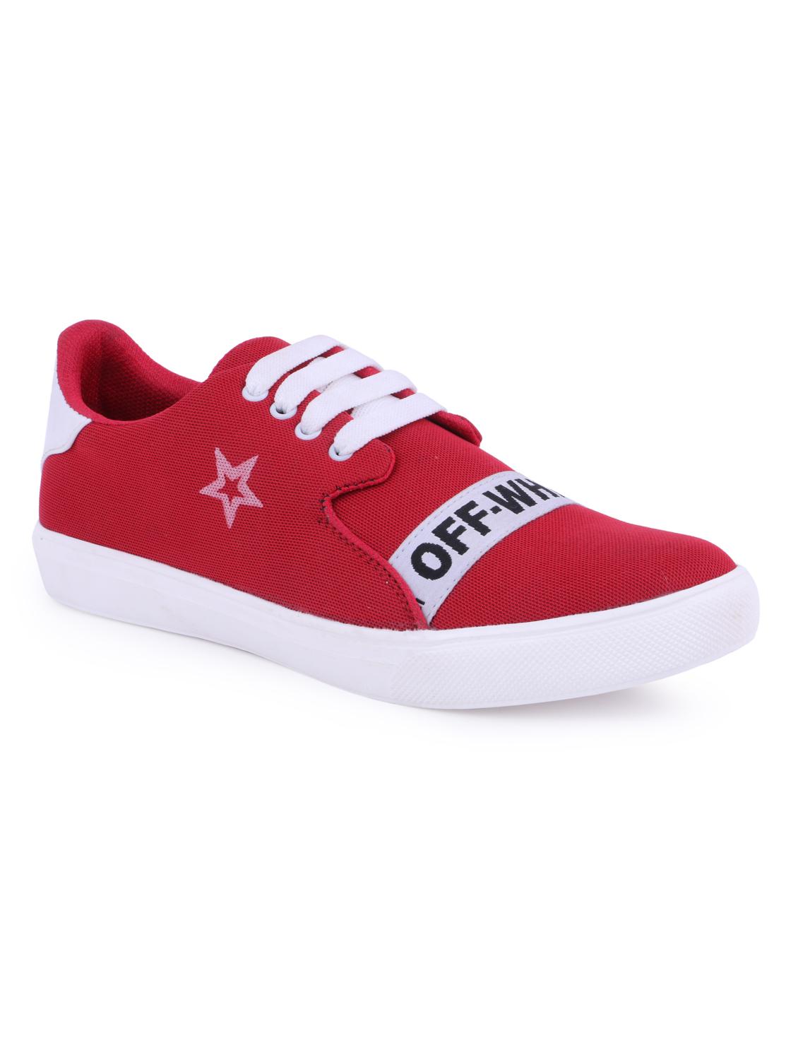 red fabric lace up sneakers - 16231269 - Zoom Image - 1