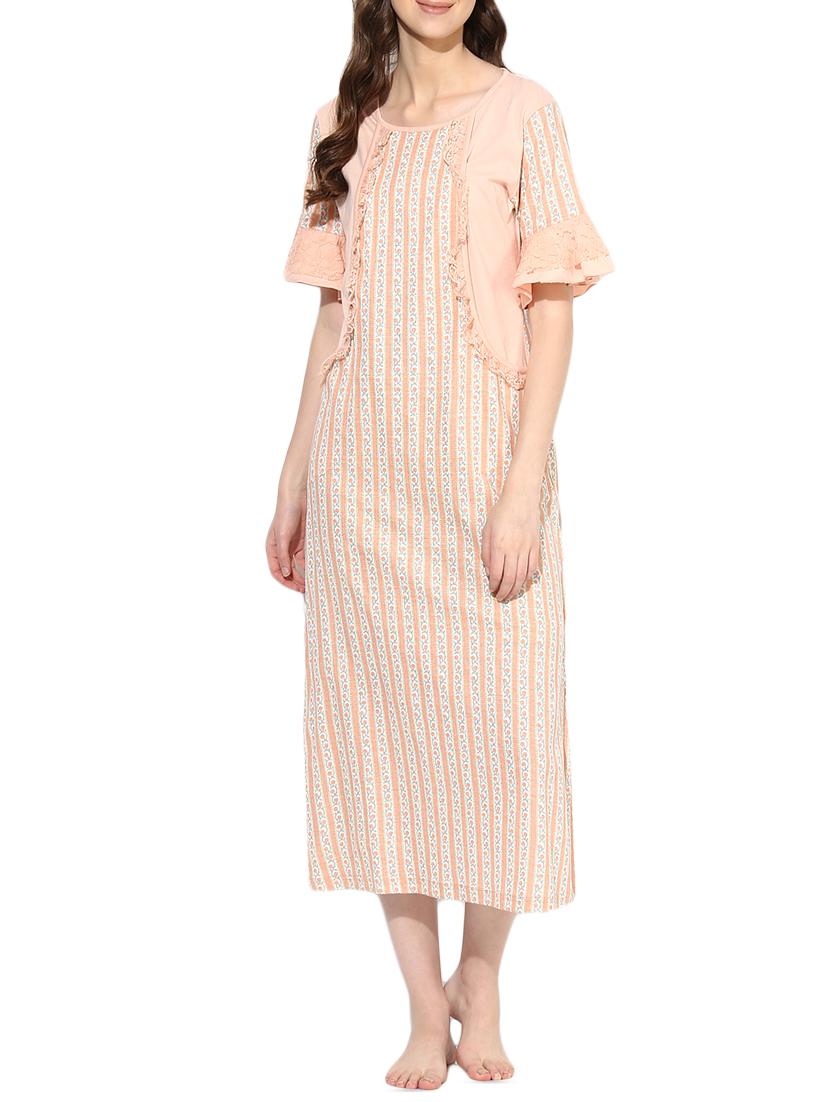 ruffle trim lace detail gown - 16231812 - Zoom Image - 1