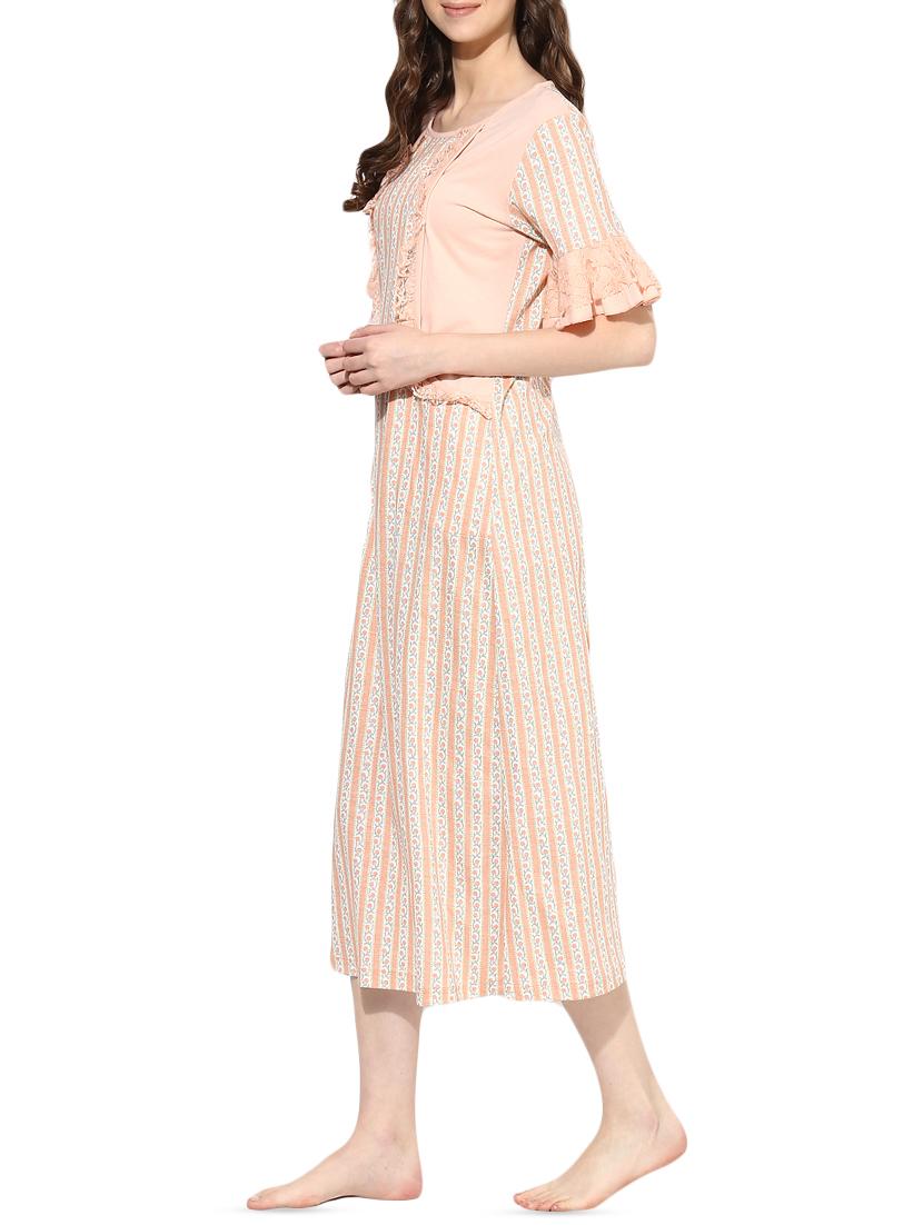 ruffle trim lace detail gown - 16231812 - Zoom Image - 2