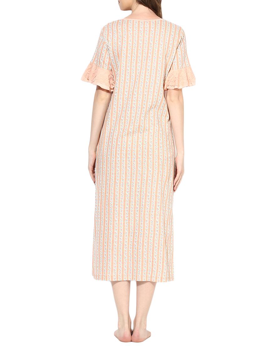 ruffle trim lace detail gown - 16231812 - Zoom Image - 3