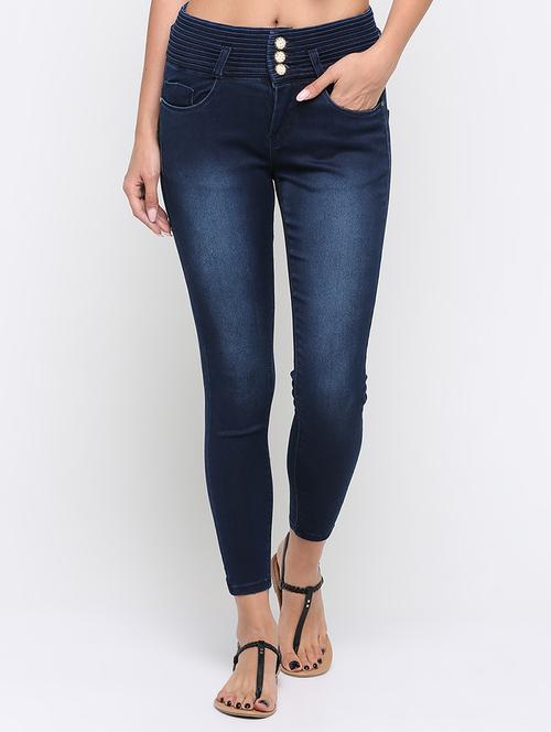 pin tucked high rise jeans - 16233269 - Standard Image - 1