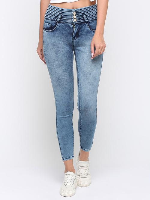 pin tucked high rise jeans - 16233270 - Standard Image - 1