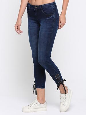 lace up detail stone washed jeans - 16233281 - Standard Image - 2