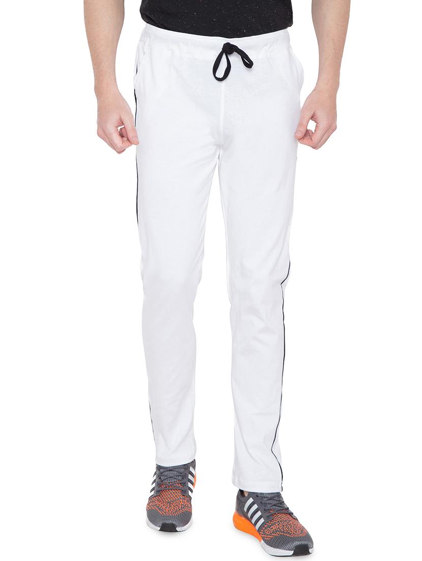 white cotton full length track pant - 16233676 - Zoom Image - 1