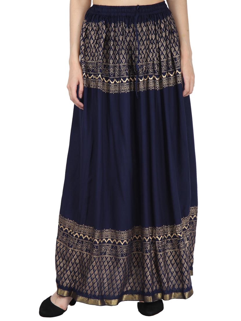 foil printed flared skirt - 16234367 - Zoom Image - 1