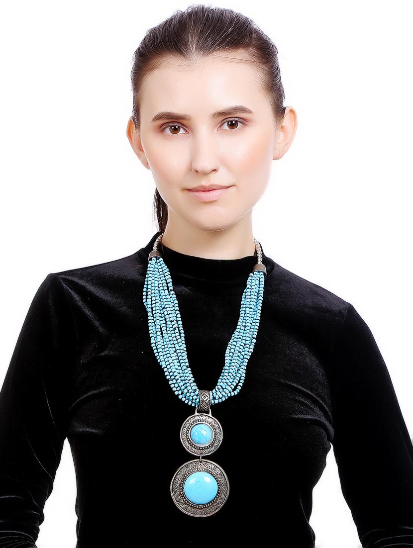 blue metal necklace - 16234671 - Zoom Image - 4