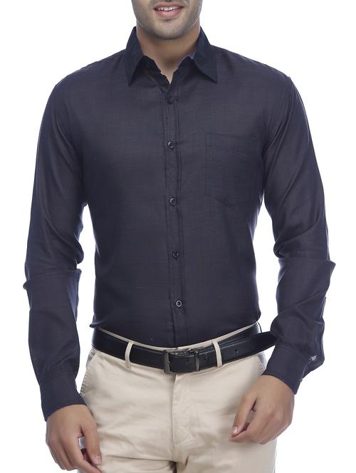 blue solid formal shirt - 16234992 - Standard Image - 1