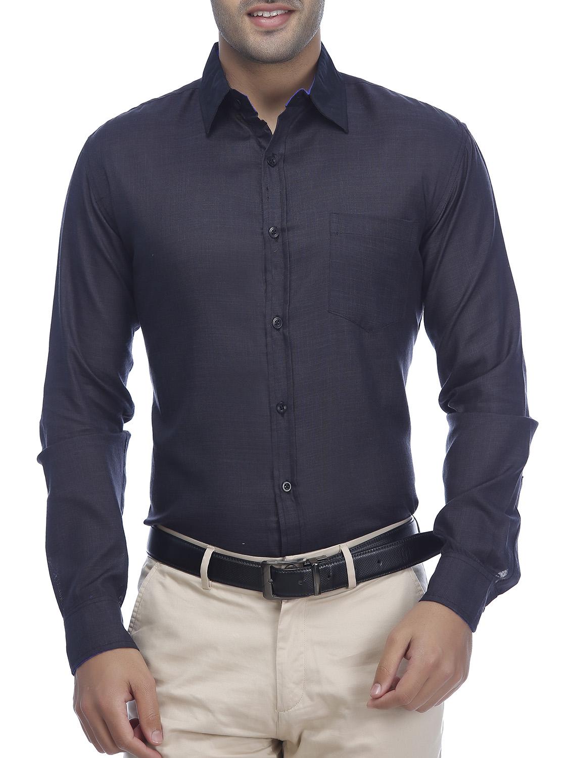blue solid formal shirt - 16234992 - Zoom Image - 1