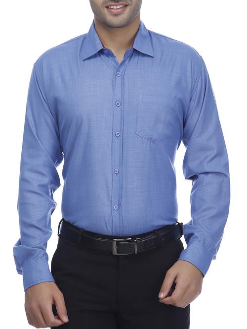 blue solid formal shirt - 16235001 - Very Small Image - 1
