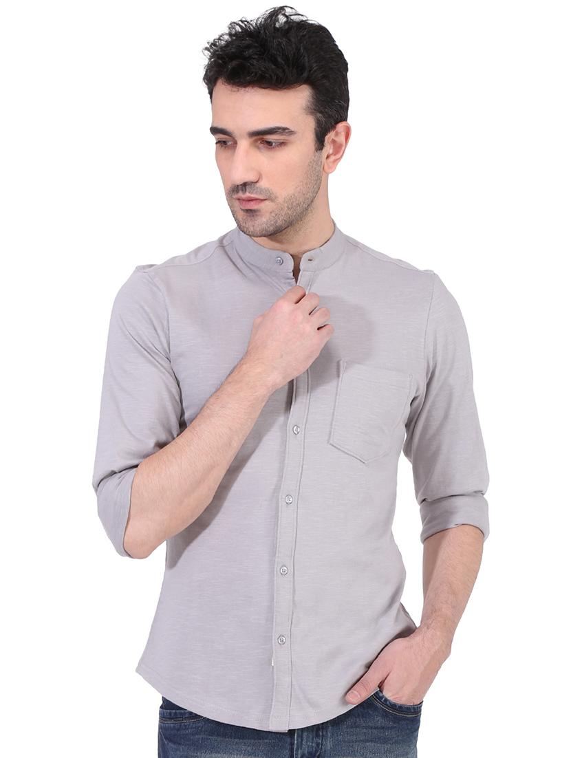 grey solid casual shirt - 16235014 - Zoom Image - 1