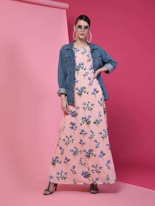 round neck floral maxi dress - 16235159 - Standard Image - 1