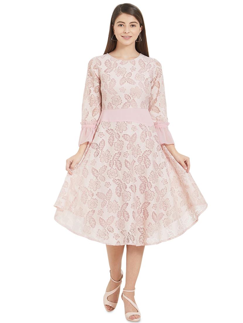 bell sleeved laced flared dress - 16235829 - Zoom Image - 1