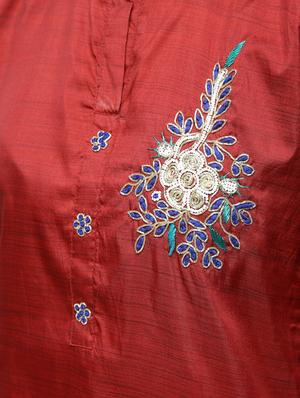 red raw silk kurta skirt set - 16236034 - Standard Image - 6