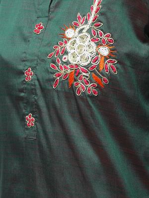 green raw silk kurta skirt set - 16236036 - Standard Image - 5