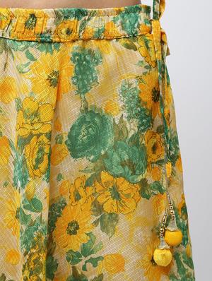 green raw silk kurta skirt set - 16236036 - Standard Image - 6