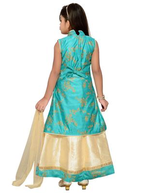 green satin lehnga choli - 16236061 - Standard Image - 3