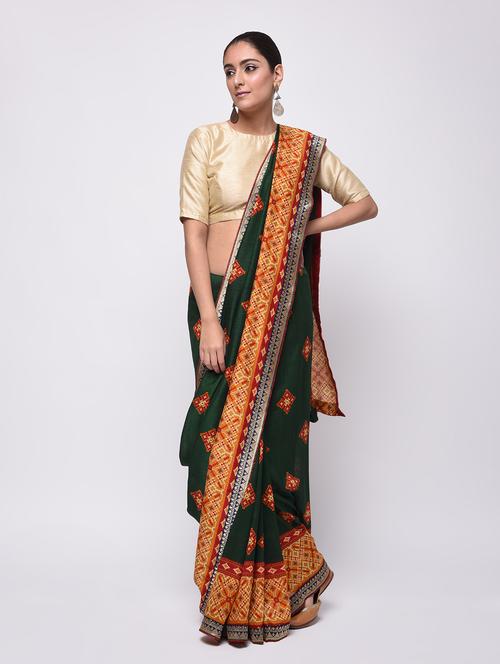 bordered woven saree with blouse - 16236731 - Standard Image - 1