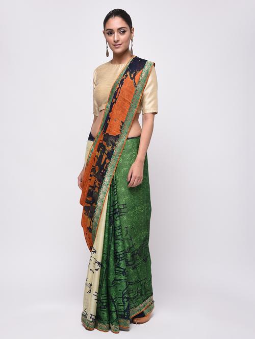 abstract woven saree with blouse - 16236747 - Standard Image - 1
