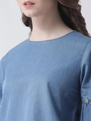 floral patch bell sleeves top - 16236828 - Standard Image - 5