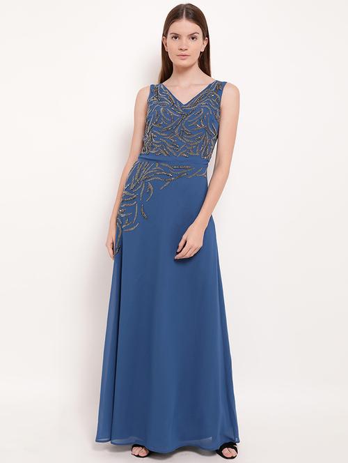 v- neck embellished gown - 16237321 - Standard Image - 1