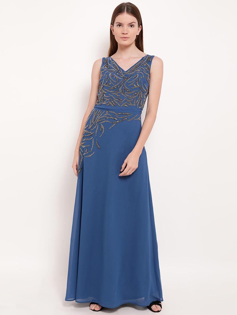 v- neck embellished gown - 16237321 - Zoom Image - 1
