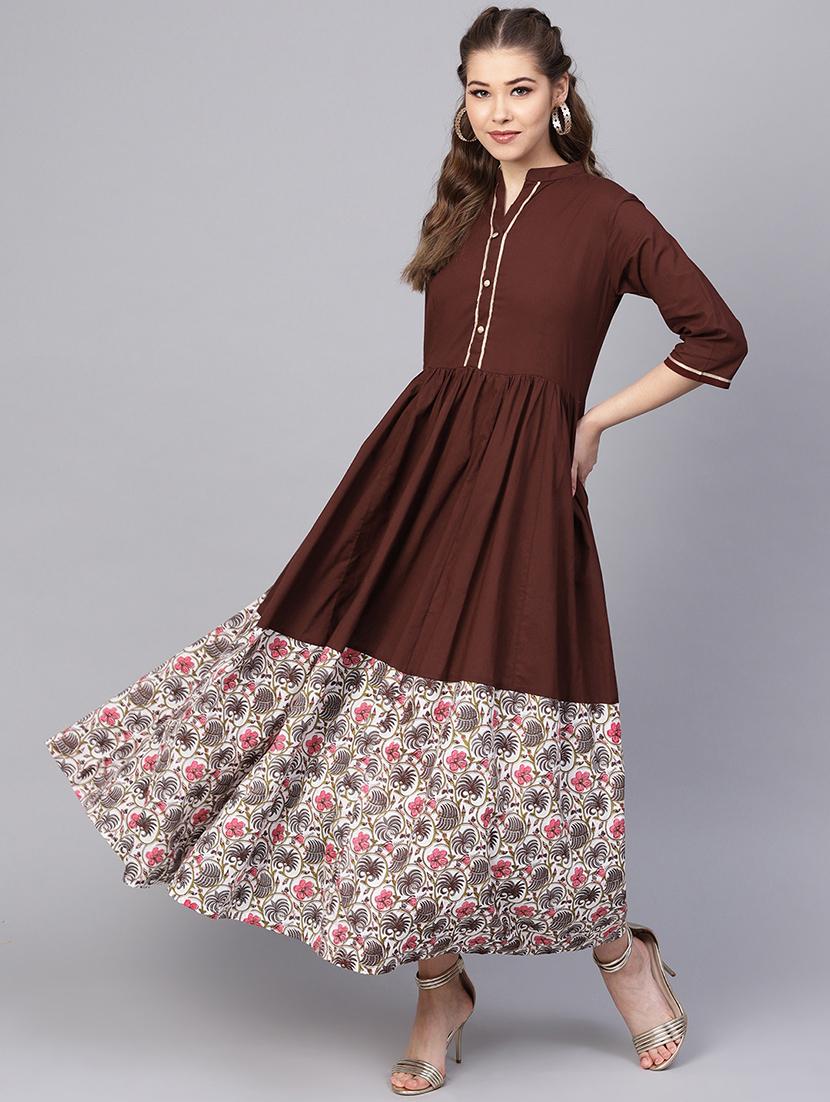 kalamkari flared ethnic dress - 16237393 - Zoom Image - 1