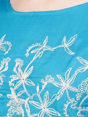 gathered detail embroidered detail a-line dress - 16237440 - Standard Image - 4