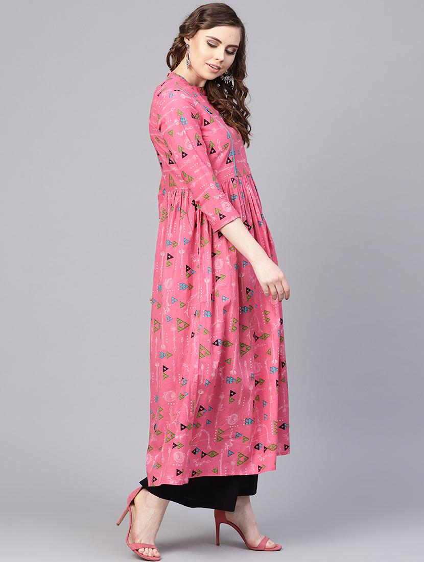 geometrical flared kurta - 16237447 - Zoom Image - 2