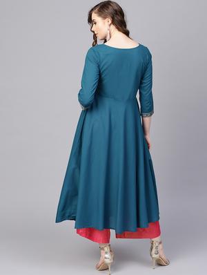 embroidered a-line kurta - 16237448 - Standard Image - 3