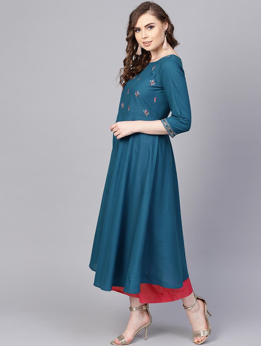 embroidered a-line kurta - 16237448 - Zoom Image - 2