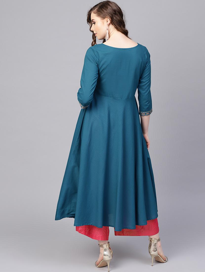 embroidered a-line kurta - 16237448 - Zoom Image - 3