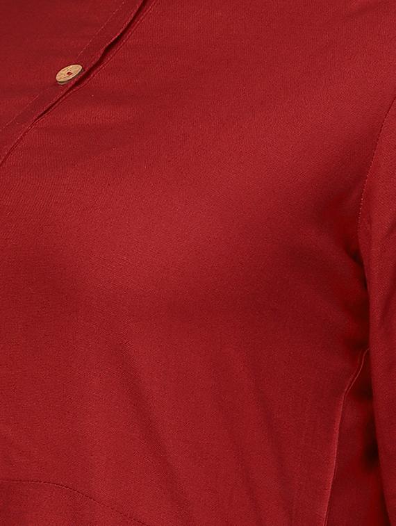 cowl solid button placket kurta - 16237450 - Zoom Image - 4