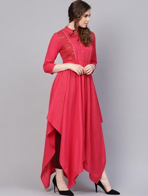 block print asymmetric kurta - 16237452 - Standard Image - 2