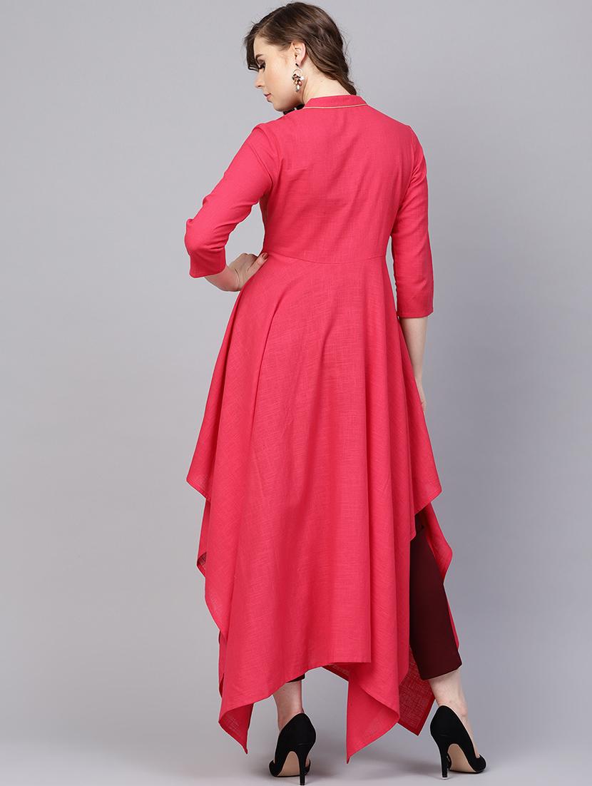 block print asymmetric kurta - 16237452 - Zoom Image - 3