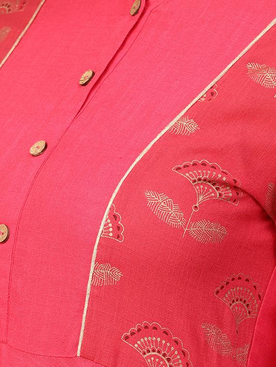 block print asymmetric kurta - 16237452 - Zoom Image - 4